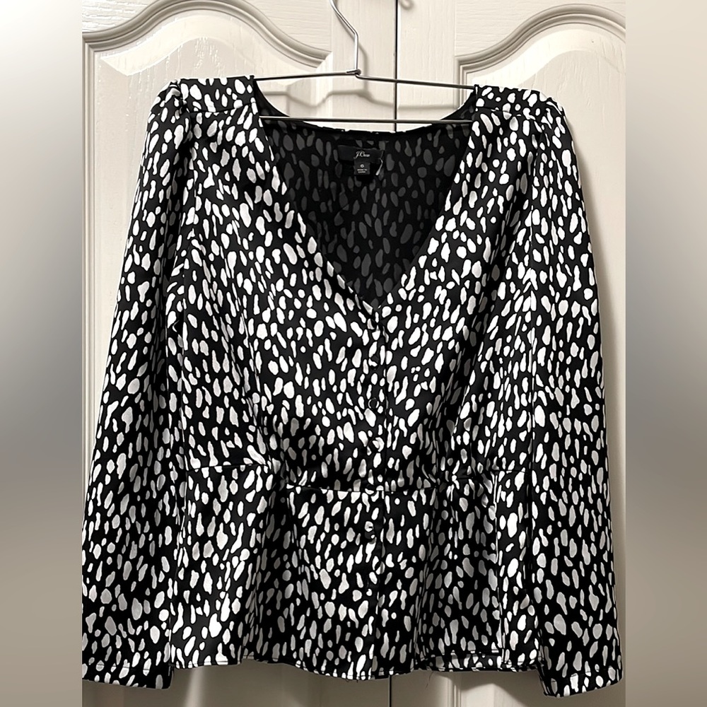 J Crew Black and White Blouse